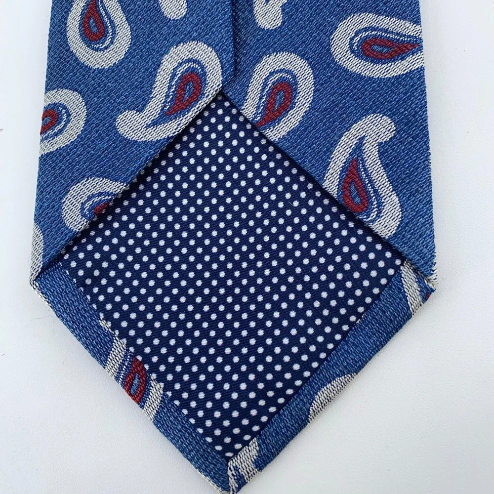 Eton Tie‎ Mens One Size Blue Paisley Silk Classic Luxury Necktie Italy Made NWT